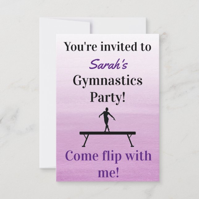 Gymnastique Invitation d'anniversaire | Gymnastiqu (Devant)