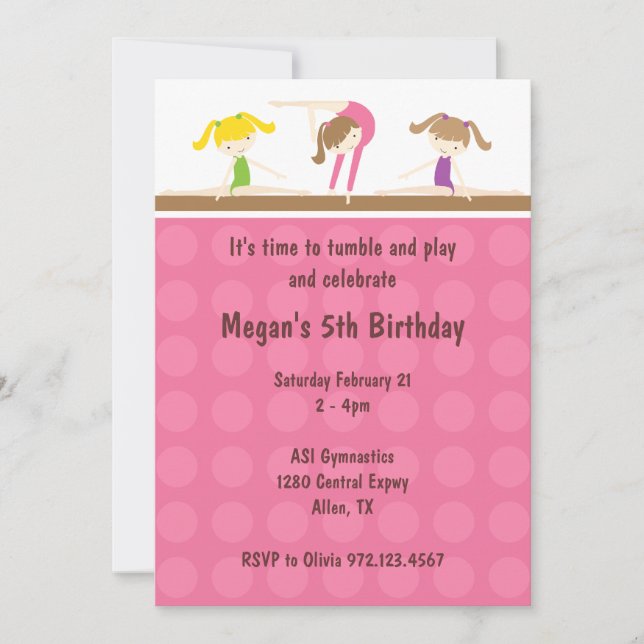 Gymnastique Invitation de fête d'anniversaire (Devant)