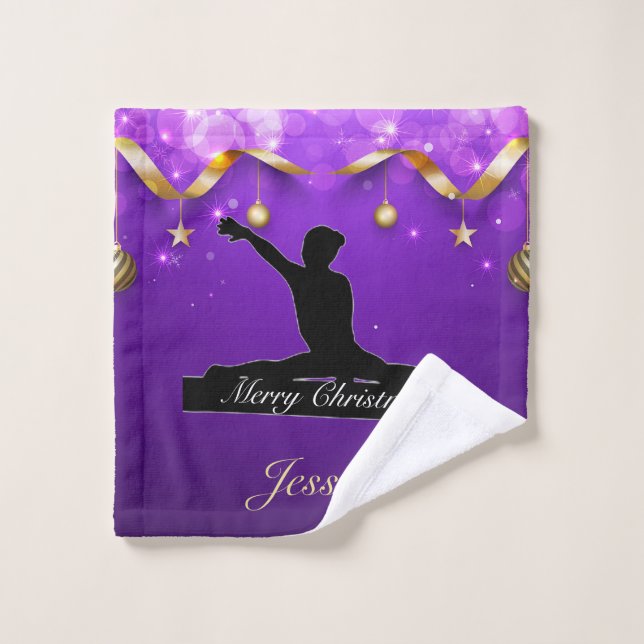 Gymnastique "Joyeux Noël" Purple & Or (Gant de toilette)