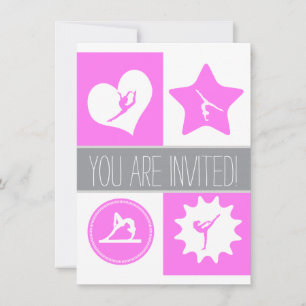 Gymnastique rose 4 Carré Invitation