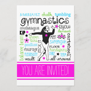 Gymnastique Typographie Parti Invitation
