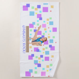 Gymnasts Rock!  Balance Beam Beach Towel