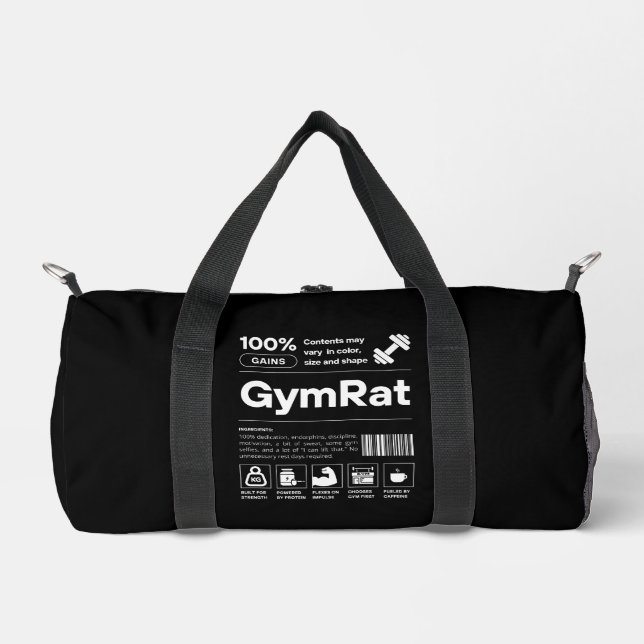 GymRat Funny Workout Gear Fitness Gym Barcode Duffle Bag (Front)