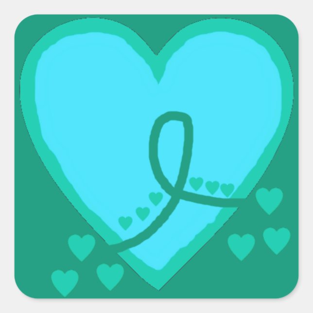 Gynecological, cervical, ovarian Survival Heart Square Sticker (Front)