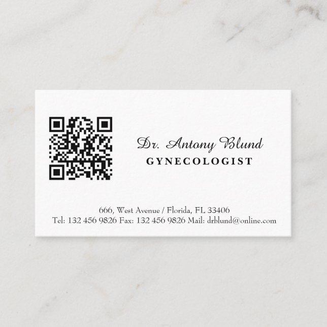 Gynecologist Business card with QR code (Front)