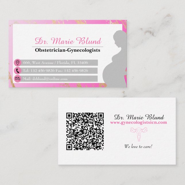 Gynecologist OBGYN Obstetrician Elegant Minimalist Business Card (Front/Back)