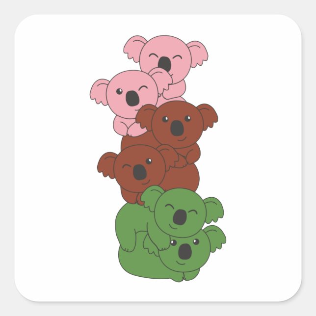 Gynosexual Flag Pride Lgbtq Cute Koala Pile Square Sticker (Front)