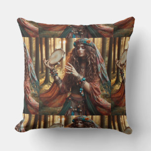 gypsi lady throw pillow