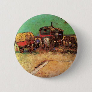 Gypsies with Caravans by Vincent van Gogh 2 Inch Round Button