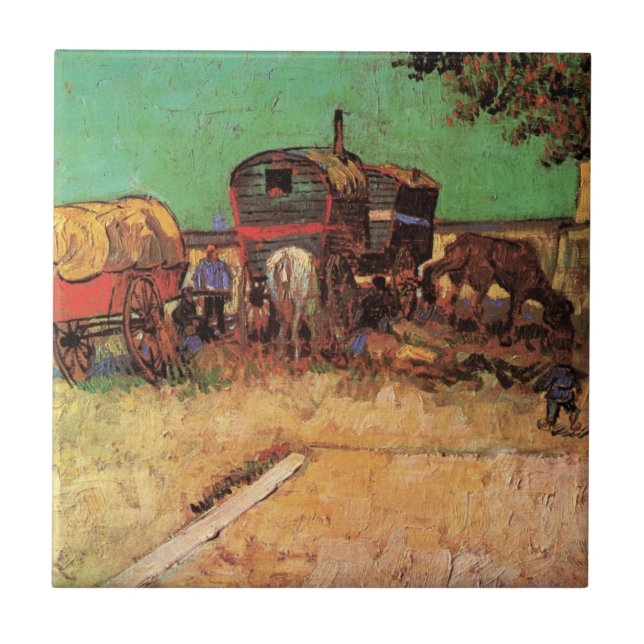 Gypsies with Caravans by Vincent van Gogh Tile (Front)