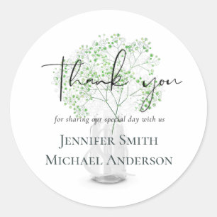 Gypsophila Babys Breath Simple Elegant Wedding Classic Round Sticker