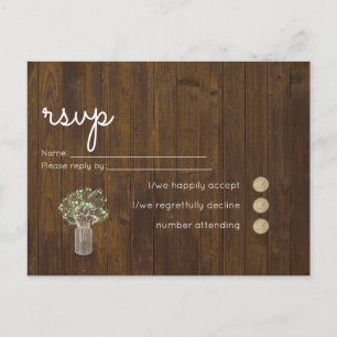Gypsophila Babys Breath Simple Wedding RSVP Invitation Postcard