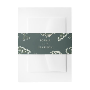 Gypsophila Emerald Green Wedding Invitation Belly Band