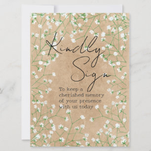 Gypsophila Flowers Rustic Kindly Sign Guest Book Holiday Card