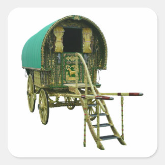Gypsy bowtop caravan square sticker