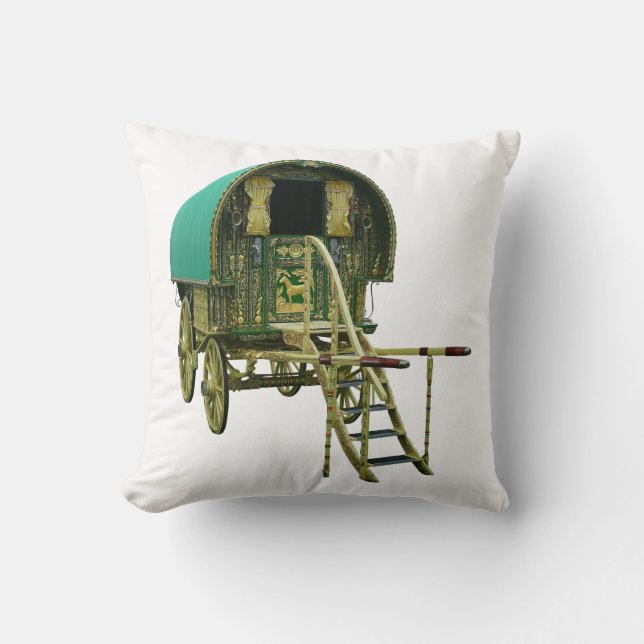 Gypsy bowtop caravan throw pillow (Front)