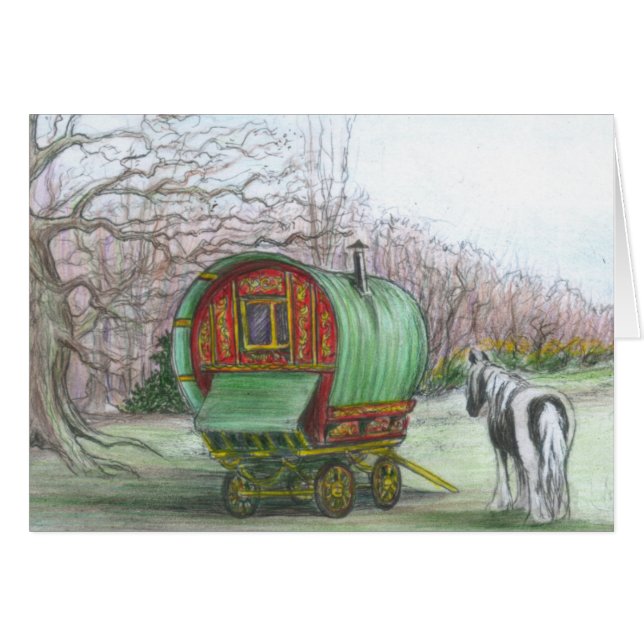 Gypsy bowtop wagon and horse (Front Horizontal)