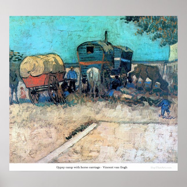 Gypsy camp with horse carriage - Vincent van Gogh Poster (Front)
