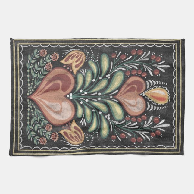 Gypsy caravan hearts kitchen towel (Horizontal)