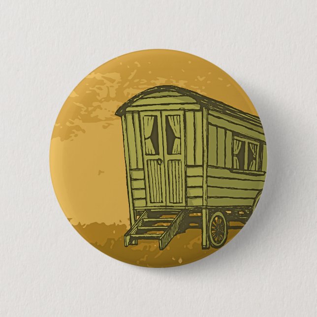 Gypsy caravan wagon 2 inch round button (Front)