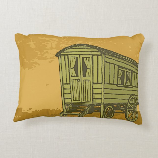 Gypsy caravan wagon accent pillow (Back)