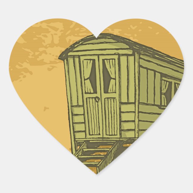 Gypsy caravan wagon heart sticker (Front)