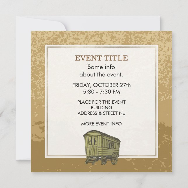 Gypsy caravan wagon invitation (Back)