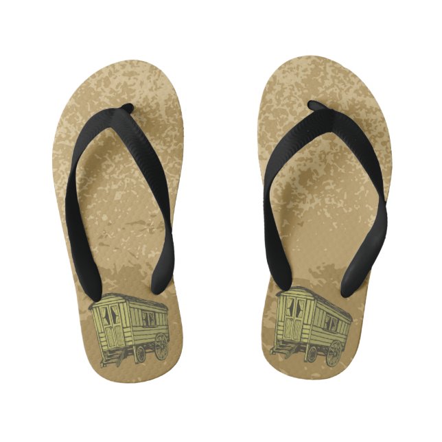 Gypsy caravan wagon kid's flip flops (Footbed)