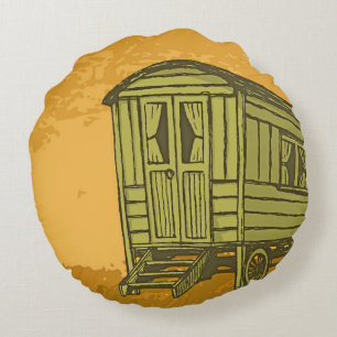 Gypsy caravan wagon round pillow