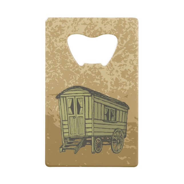 Gypsy caravan wagon wallet bottle opener (Back)