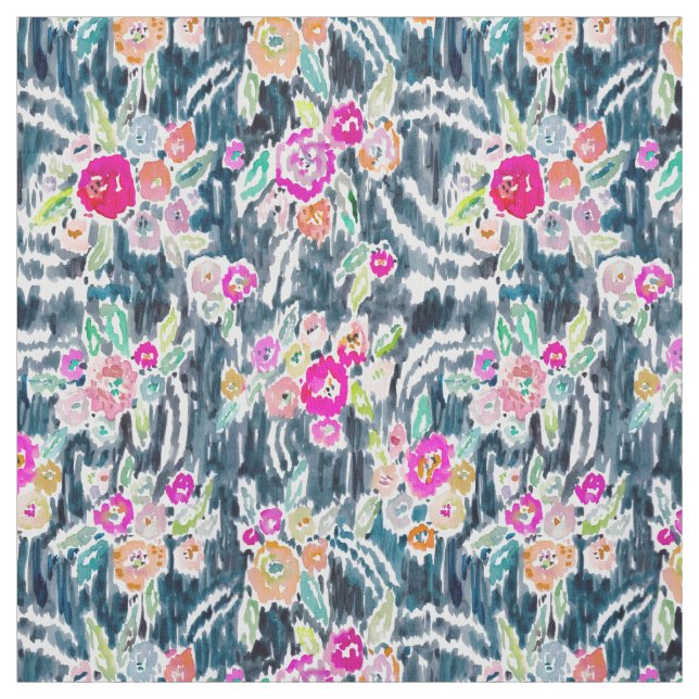 Gypsy Dark Watercolor Floral Fabric (Swatch)