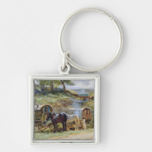 Gypsy Encampment, Appleby, 1919 Keychain