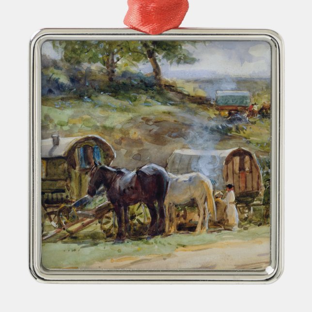 Gypsy Encampment, Appleby, 1919 Metal Ornament (Front)