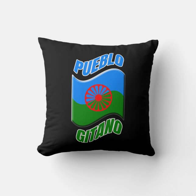 Gypsy flag. Custom black cushion. Throw Pillow (Front)
