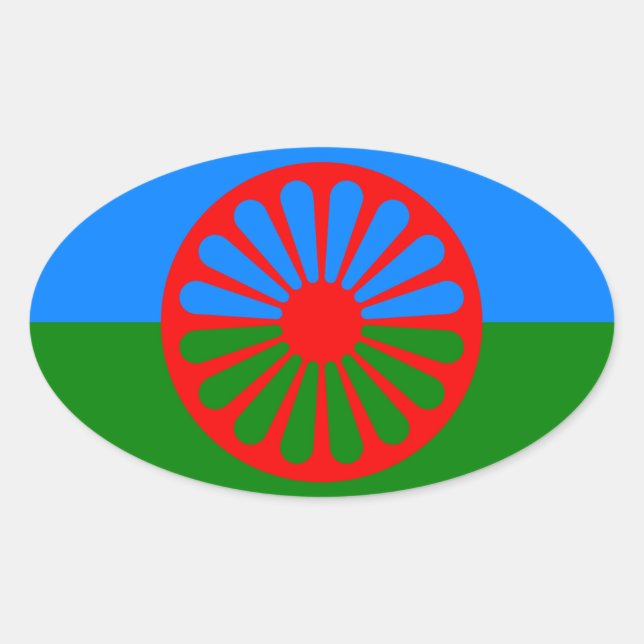 Gypsy flag oval sticker (Front)