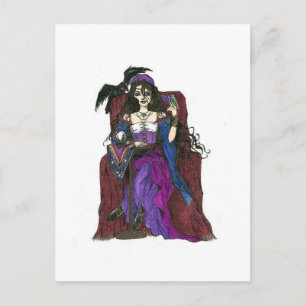 Gypsy Fortune Teller and Crow Postcard