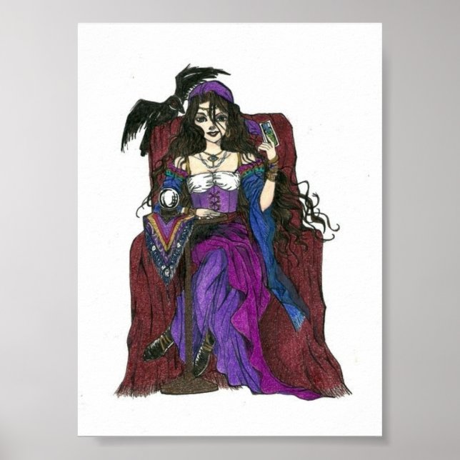 Gypsy Fortune Teller and Crow Poster (Front)