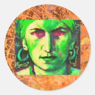 gypsy fortune teller drip classic round sticker