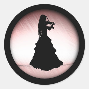 Gypsy Girl Plays Violin Classic Round Sticker