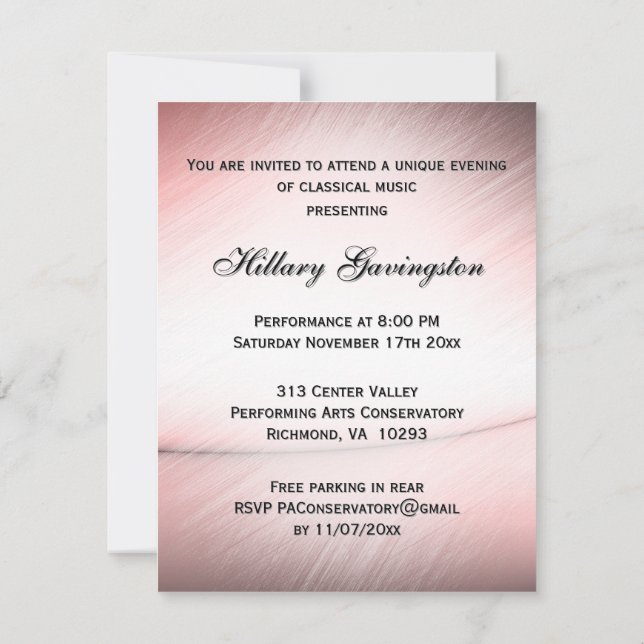 Gypsy Girl Plays Violin Unique Invitation (Back)