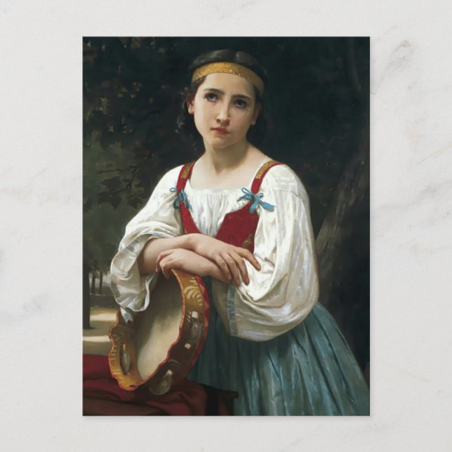 Gypsy Girl With A Tambourine by Bouguereau Postcard (Front)