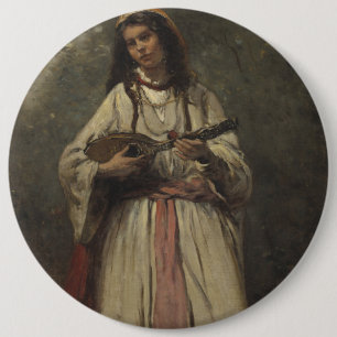 Gypsy Girl with Mandolin 6 Inch Round Button