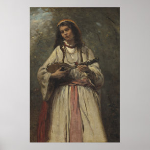 Gypsy Girl with Mandolin Poster