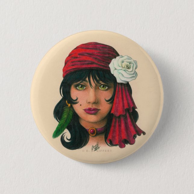 Gypsy II 2 Inch Round Button (Front)
