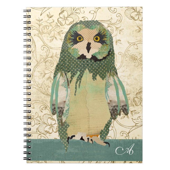 Gypsy Polkadot Owl Monogram Notebook (Front)