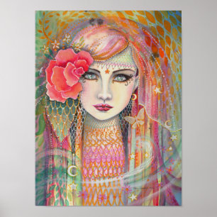 Gypsy Rose Beautiful Bohemian Fantasy Art Poster