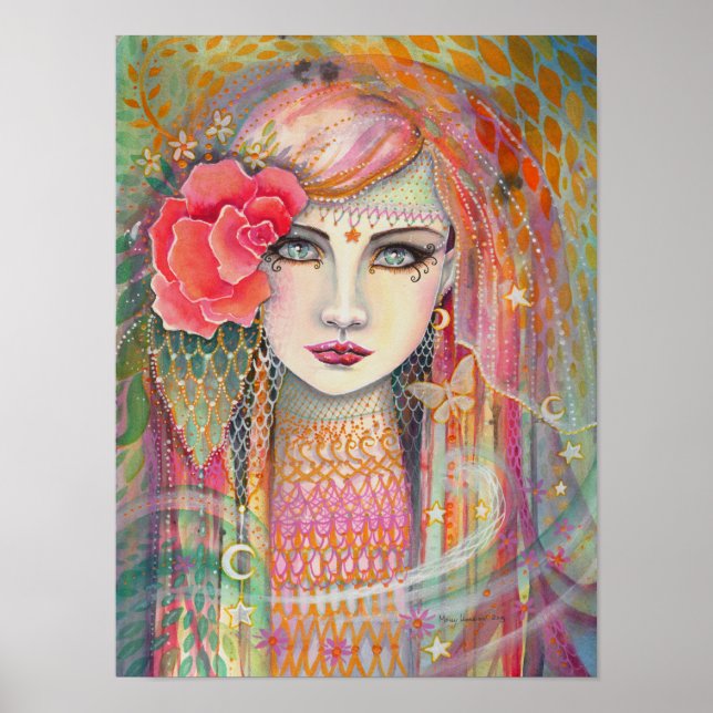 Gypsy Rose Beautiful Bohemian Fantasy Art Poster (Front)