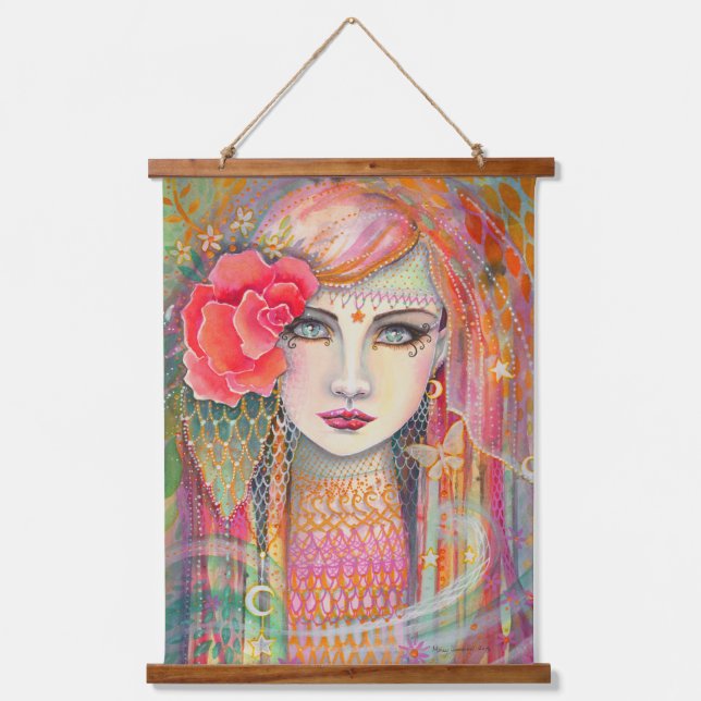 Gypsy Rose Bohemian Artwork by Molly Harrison Hanging Tapestry (Front)