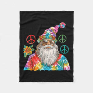 Gypsy Santa Claus Hipe Tie Dye Groovy Christmas  Fleece Blanket