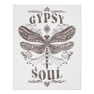 Gypsy Soul - Bohemian Dragonfly Poster